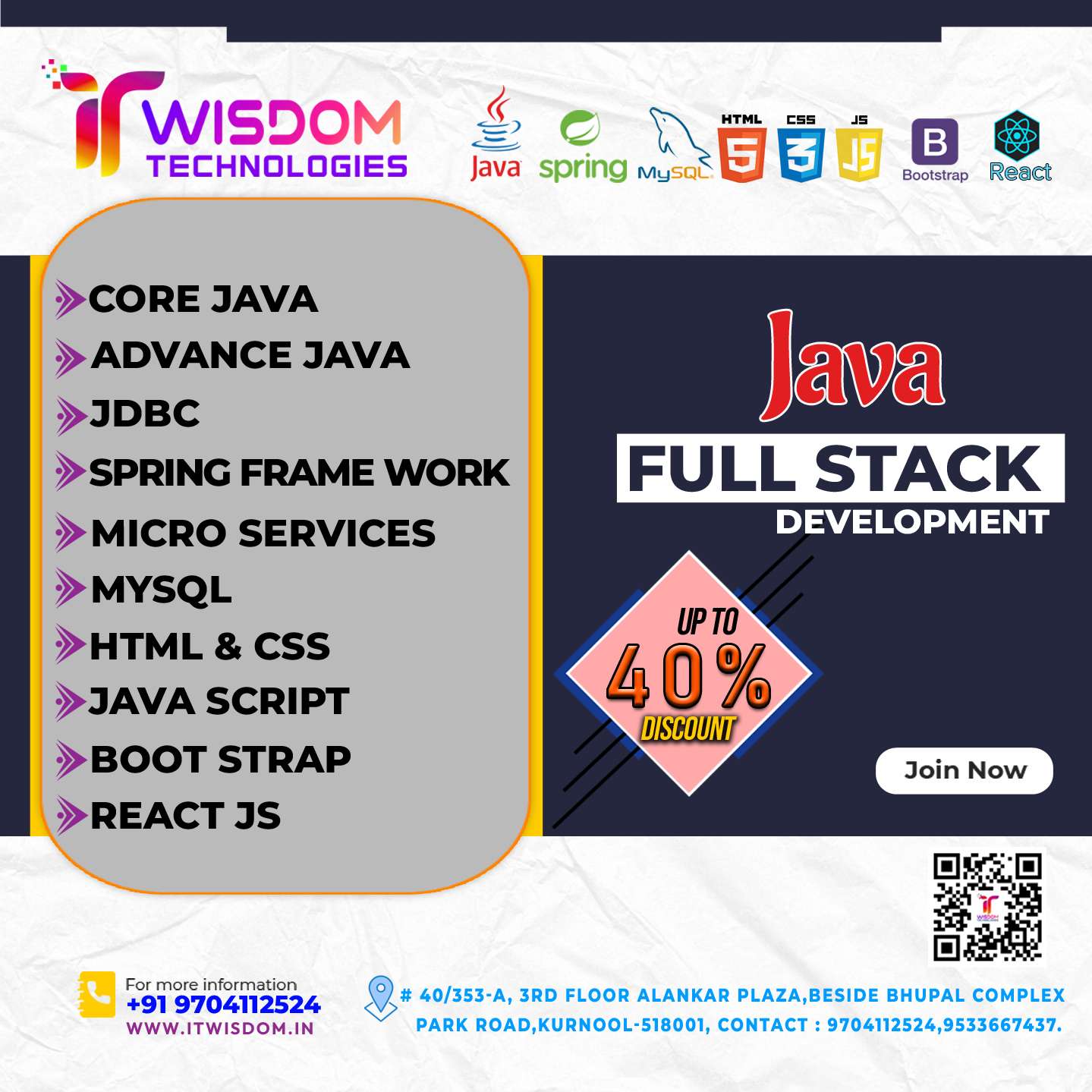Job Oriented Java Developer Course Kurnool